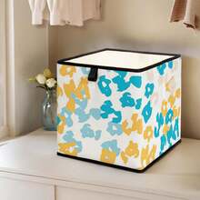 1 pieza Caja de almacenamiento abierta con patrón de pintura al óleo de dibujos animados, contenedor de almacenamiento apilable, diseño duradero y multiusos de estilo cajón, ahorra espacio para el hogar, dormitorio, organización del hogar, almacenamiento debajo de la cama