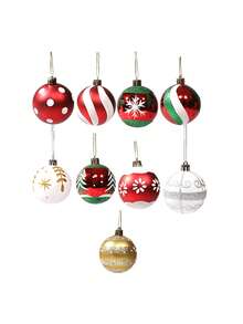 Juego de 12 piezas/6 piezas de bolas decorativas para árbol de Navidad, bolas pintadas en rojo y blanco, adecuadas para árbol de Navidad, colgantes de ventana, decoración de fiestas, hogar, chimenea, escalera, corona, decoración navideña interior y exterior - Fiestas aplicables: Navidad, Nochebuena, Año Nuevo, Boda, Fiesta de cumpleaños
