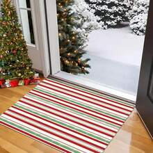 1/2/3 piezas Alfombras de cocina a rayas sencillas de Navidad - Diseño a rayas exquisito en rojo, verde y blanco - Decoración navideña, alfombra de cocina, felpudo, juego de alfombras para dormitorio y cocina, entrada, comedor, sala de estar, regalo - Multicolor - Ver 17