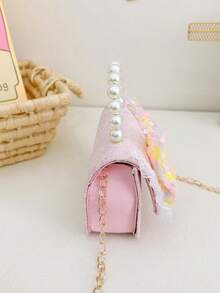 Girls' Pearl Handbag Mini Bag With Bow Coin Purse - Pink - View 3