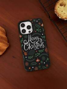 1pc Fashionable Creative Autumn Leaf, Pine Cone & Letter Pattern Matte Black TPU Shockproof Protective Phone Case, Suitable As Holiday Gift Compatible With IPhone XS/XS Max/XR/11/12/13/14/14 Plus/15/15 Plus/16/16 Plus/17/17 Pro