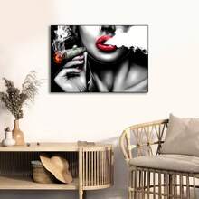 1 buc. Postere de perete, fără ramă, modern, o pictură abstractă pe pânză a unei femei care fumează, potrivită pentru decorul de perete în băi, dormitoare, birouri și camere de zi, neînrămată.