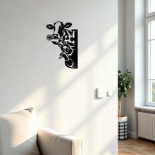 Farm Animal Metal Wall Decor- Peekaboo Cow, Donkey& Duck Signs, Creative Metal Signs, Simple Maintenance, Metal Signs Wall Decor, Gift For Birthday, Coffee Bar Accessories - màu đen - Xem 4