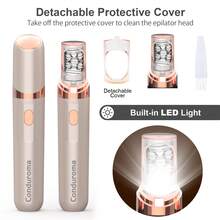Epilator Conduroma, aparat de tuns sprâncene și față, aparat de ras electric 3 în 1 pentru femei, aparat de îndepărtare a părului facial reîncărcabil și aparat de ras sprâncene, lumină LED încorporată.