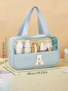 Transparent PVC Toiletry Bag,Letters Makeup Bag,Waterproof Travel Toiletry Bag,Letter Zipper Waterproof Makeup Storage Bag,Cosmetic Organizer Bag, Portable Cosmetic Travel Bag,With Handy Handle,For Travel Toiletries Accessories,Travel Essentials, Cruise Essentials, Travel Accessories, Bathroom Storage, Jewelry Storage, Lip Polish Storage, Nail Polish Storage, Easter Gift, Bridesmaid Gift, Mother's Day Gift,Gifts For Women Wash Bag For Bathroom Large Capacity For Men For Women