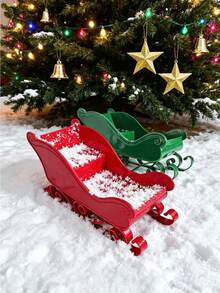 1 pièce Décoration de Noël, Traîneau d'hiver Boîte de rangement pour bonbons, Porte-bonbons, Décorations de fête de Noël et du Nouvel An, Cheminée, Décorations de fête en plastique pour le bureau/la maison, Ornements de fête d'intérieur/extérieur, Thème hivernal classique, Décoration d'intérieur