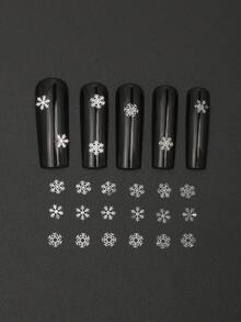 1 Box Christmas Nail Glitter, Silver Snowflake Nail Art Decorations, Snowflake Christmas Gift Nail Design Winter Glitter Nail DIY Decor - Multicolor - View 4