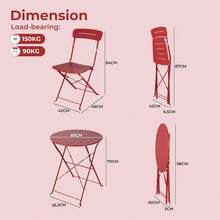 Juegos de mesa y sillas para exteriores - rojo - Ver 2