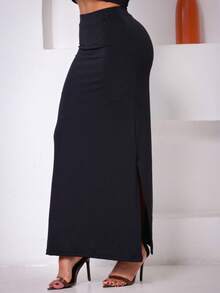 Women's Set Long Skirt And Cropped Strapless Summer Fashion - Black - View 7