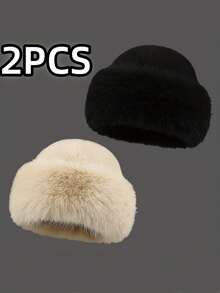 1pc Women Winter Furry Hat, European & Korean Style Warm Headwear, Solid Color Cute & Versatile, Thicker Design Winter Hat Winter Outfits