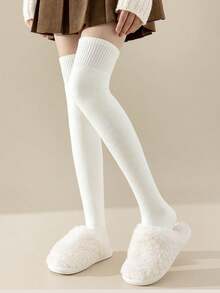大腿及膝保暖长筒袜靴，中筒袜，舒适保暖袜 - 彩色 - 查看 7