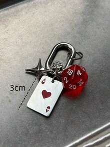 1pc Unisex New Creative Cartoon Dice Keychain Acrylic Playing Card Pendant Fashion Personalized Bag Charm Backpack Decor Keychain For Bag Car Accessories For Women LCKB - 多色 3 - 查看 4