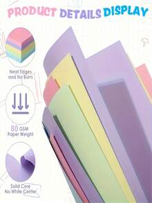 100 张混合软色卡纸，颜色多样，厚实，适合生日礼物、剪贴簿、卡片制作、印刷、学校项目和 DIY 工艺品（颜色随机） - 彩色 - 查看 5