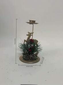1 pieza Soporte de vela de hierro dorado, decoración para exhibición en ventana, árbol de Navidad, piña, decoración de ambiente, soporte de vela, reno, copo de nieve, ornamento de mesa con estrella