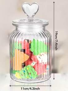 وعاء حلوى شفاف بشكل قلب 22 أونصة/32 أونصة/45 أونصة مع غطاء، وعاء تخزين زجاجي للبسكويت، وعاء زجاجي لديكور المطبخ