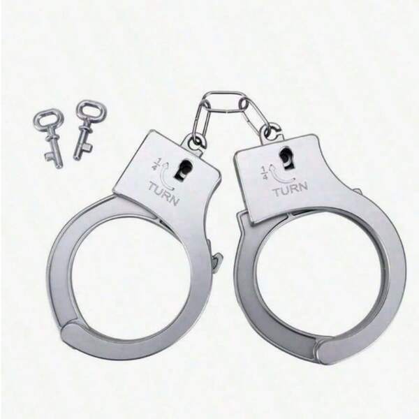 Realistic Silver Plastic Handcuffs - Authentic Costume Accessory, Suitable For Carnival Parties, Couples Games And Role-Playing - Lightweight And Easy To Use, Marital Interaction Props For Carnival