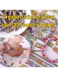 10/20 Rolls Interesting Bracelet Accessories DIY Sticker Beads, With Holes Can Be Used As Jewelry Accessories, Rich Patterns Decorative Stickers, Random Mixed Colors - Multicolor - View 9