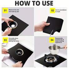 4pcs Reusable Gas Stove Burner Covers - 0.1mm Thick Double Layer Non-Stick Easy Clean Liners For Kitchen/Cooking, Gas Stove Grate Size 10.6 Inch X 10.6 Inch,