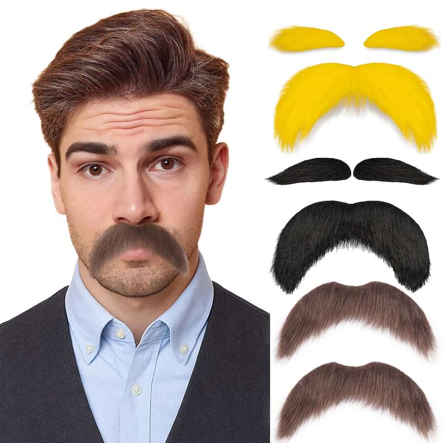 5 Stück/Packung Fake Schnurrbart für Männer, klassisches Weihnachts-Zubehör, selbstklebender Fake-Bart, neuartige Aufklebe-Schnurrbärte, Kostüm-Weihnachtsopa Verkleidungsbart, Kostümzubehör, Weihnachtsmann Kostüm Augenbrauen und Bart Set, Weihnachtsparty Zubehör, Weihnachtsoutfit für Frauen und Männer