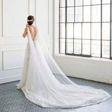 1 chiếc khăn choàng cưới bằng vải voan đơn giản màu sâm panh, trang phục mạng che mặt dài thêm, phụ kiện cô dâu, khí nóng có thể làm giảm nếp nhăn - Màu be - Xem 12