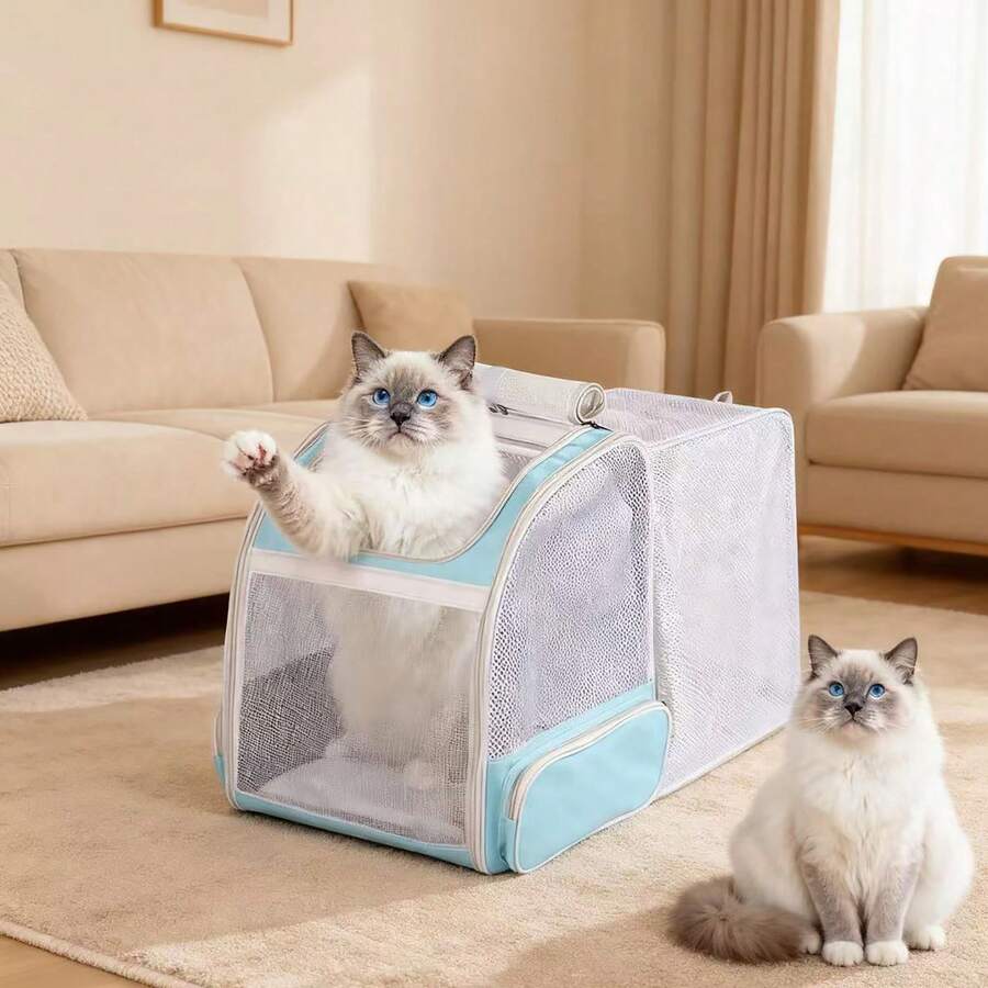 Full Vented Cat Backpack Carrier, Back Expandable Backpack For Large Cat And Small Dog Up To 16 Pounds, Airline Approved Kitten Carrying Bag For Traveling And Hiking - Multicolor - View 1