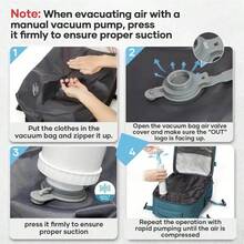 真空压缩背包 - 耐用尼龙，多口袋存储，适合旅行、徒步旅行、露营和商务旅行，节省空间的设计，内置泵，旅行必需品整理器，紧凑的旅行装备，耐用的拉链封口，旅行背包旅行包行李包商务度假大容量便携式多功能旅行行李袋男女通用周末包 - 彩色 - 查看 8