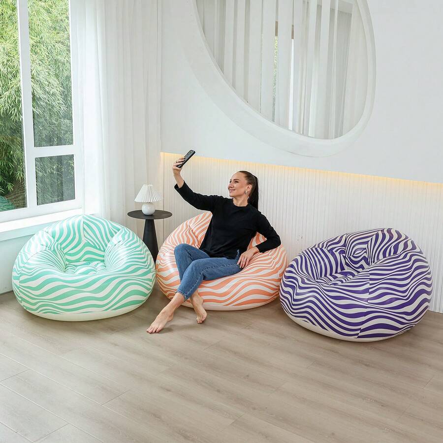 Large Inflatable Slouchy Sofa Chair, Lounger, Bean Bag Sofa, Futon, Tatami Mat, Living Room Furniture - Multicolor - View 1
