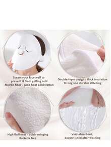 1pc Reusable Hot & Cold Facial Mask - Moisturizing Skin Care Compress For Home Spa, Steaming Face Wash Towel - White - View 2