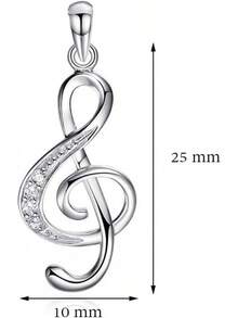 Music Note Pendant Necklace Cubic Zirconia Jewelry Women Girl Box Chain 18
