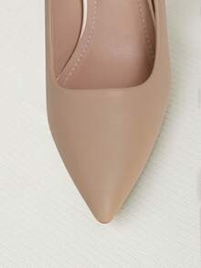 Clariva Point Toe Stiletto Heeled Court Pumps, Khaki Elegant Solid Color Women's High Heel Pumps Winter Gifts - Khaki - View 5