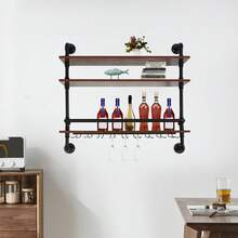 YUNRUX Wall-Mounted Wine Rack, Wine Storage Rack, 3-Tier Wall-Mounted Wine Rack - Brown - View 10