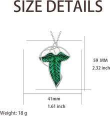 Lord Of The Ring/Arwen Evenstar/Elven Green Tree Leaf/Thorin Oakenshield Necklace Lord Of The Ring Pendant Necklace With Cubic Zirconia,Elvish Jewelry For Women2025 - 精靈綠葉項鍊 - 查看 2