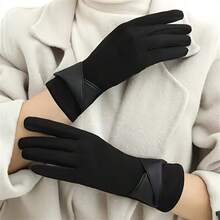 1pair Warm Gloves, Suitable For Winter Use, Women's Touchscreen Elegant Bow Decoration, Cycling And Driving Gloves.