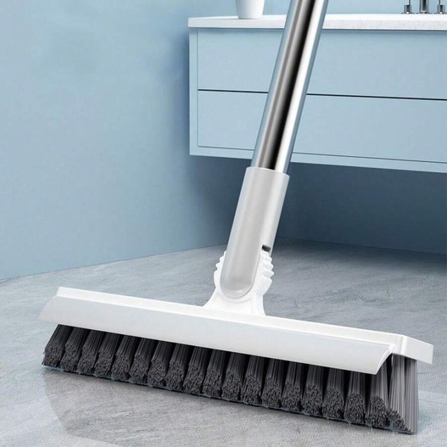 Joybos Escova de Limpeza de Chão e Parede 2 em 1 com Raspador Flexível - Cabo Longo, Cabeça Giratória, Adequada para Banheiro, Vaso Sanitário, Janelas e Vidro - Material Durável de Aço Inoxidável/PP, Ferramenta de Limpeza