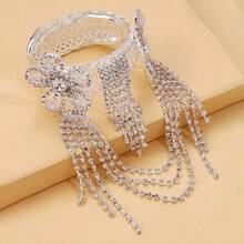 1pc Fashionable Floral Tassel Rhinestone Arm Bracelet, Party Accessory