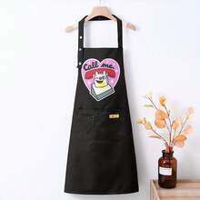 Funny Call Me's Meme Apron - High Quality & Kitchen Apron With Two Pockets, Gothic Style Polyester Cooking & Baking Apparel For Home Chefs, Playful Kitchenwear, Durable Kitchenwear, Food Lovers - màu đen - Xem 5