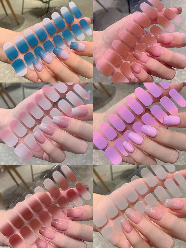 6 قطع ملصقات أظافر بسيطة متدرجة اللون، ملصقات فنية للأظافر للنساء، ملصقات أظافر لاصقة ذاتيًا، سهلة الاستخدام، مناسبة لديكور العطلات والحفلات والمناسبات وهدايا أعياد الميلاد