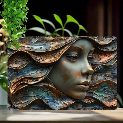 Rustic Metal Wisdom Goddess Wall Art: 11.8"X30cm, Decorative Metal Sign, Suitable For Room, Restaurant, Cafe, Bar, Farm, Garage, Warning Sign, No Feather.