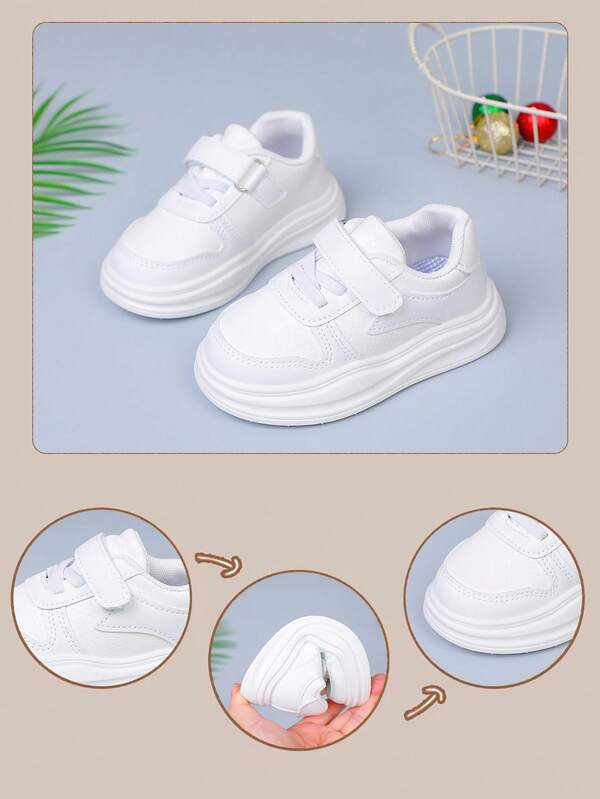 1 Pair Unisex Casual Sports Shoes, 1 Pair Infant Sports Shoes, 1 Pair Children's Sports Shoes, 1 Pair Anti-Slip Toddler Soft Bottom Shoes, 1 Pair Baby Girl PU Leather Comfortable Neutral Infant & Toddler Shoes, Shoe Insole Length 13.5-18.2cm, Fashionable And Versatile Children Shoes