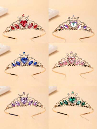 1pc Children Princess Crown Headband, Girls Tiara Hair Clip, New Baby Headpiece Hair Accessory