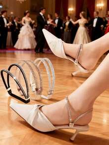 1 par de cordones de zapatos con diamantes de imitación antideslizantes para tacones altos de mujer, cordones invisibles antideslizantes adecuados para zapatos de punta de mujer, correas de fijación de tacón, perfectos para fiestas, bailes, compras - accesorio de moda para zapatos