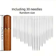 30pcs Automatic Threaded Sewing Needles, Wooden Needle Box, Easy Threading, Multi-Purpose Household Hand Sewing Needles, Suitable For DIY Embroidery, Mending And Other Sewing Projects - Multicolor - View 5