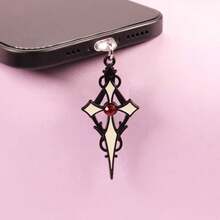 Flame Cross & Heart Cross Mobile Phone Dust Plug Pendant, Decoration Accessory Protector For IPhone, Type-C Port