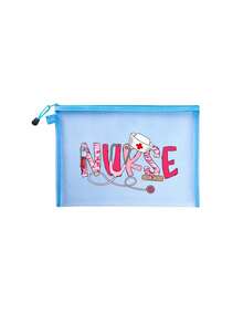 Mesh Nylon Nurse Theme Cosmetic Bag, With Nurse Pattern, Medicine Bag, Pill Bag, Portable Multi-Purpose Cosmetic Bag, Female Cosmetic Bag Travel Toilet Sorting Bag, Gifts For Doctors And Nurses Returning To School, Cosmetic Bag, Skin Care Bag, Washing Bag, The Best Gift For Medical Staff, Dormitory Essentials, And Home Essential Storage Bag, Mother's Day Gifts, Gifts For Friends, Nurse Gift, Cosmetic Bag, Christmas Gifts, Pouch, Pouch, Clutch / Small Handbag, Makeup Organizer, Pouch, Brush Holder, Mini Pouch, Large Capacity Pouch,Gifts For Women,Christmas Gifts,Gift Ideas For Women