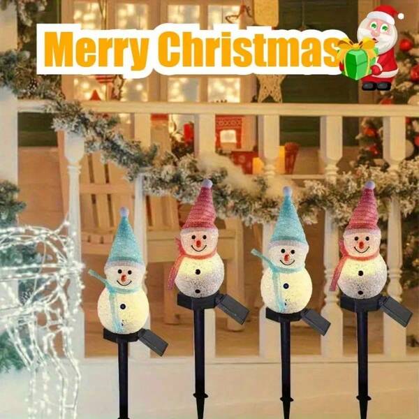 Solar betriebenes süßes Schneemann Bodenleuchte für Outdoor, mit Lichtsensor-Funktion, Stimmungsbeleuchtung, Gartenleuchte, Feenleuchte, Bodenleuchte, Schneemann-Leuchte, Gartendekoration, intelligente Beleuchtung, geeignet für Weihnachten, Feiertage, Partys, Garten, Hof, Outdoor, Camping, Outdoor Weihnachtsdekoration, Solar Außenbeleuchtung, Outdoor Weihnachtsbeleuchtung, Outdoor Weihnachtslampe