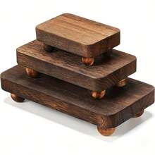 QINBEIYOU 3pcs Wooden Tiered Display Stand, Brown Wooden Exhibitor, Multi-Functional Display Shelf For Potted Plants, Figurines, Home Fragrance - Multicolor - View 12