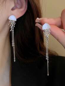 Luminous Jellyfish Tassel Earrings, Luxury Niche Design Earrings, Sweet & Cool Style Earrings For Women