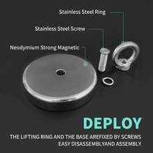 Ímã de neodímio de alta resistência, ímã grande de parede, ímã de recuperação de alta resistência, camada de proteção tripla, toque metálico de alta precisão, ventosa magnética subaquática, dispositivo magnético forte, ferramenta de manuseio industrial