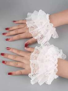 Christmas New Lace Chiffon Floral Cuff Sleeve Cuffs Versatile Hollow Crochet Arm Sleeves