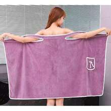 Unisex Bathrobe Towel With Strap And Pocket – Soft And Absorbent Microfiber (1.30m X 0.80m) - Cor Aleatória - View 2